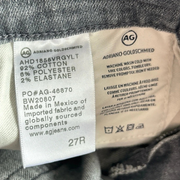 AG Adriano Goldschmied Gray Prima Cigarette Ankle Raw Split Hem Jean Size 27 - Picture 8 of 13